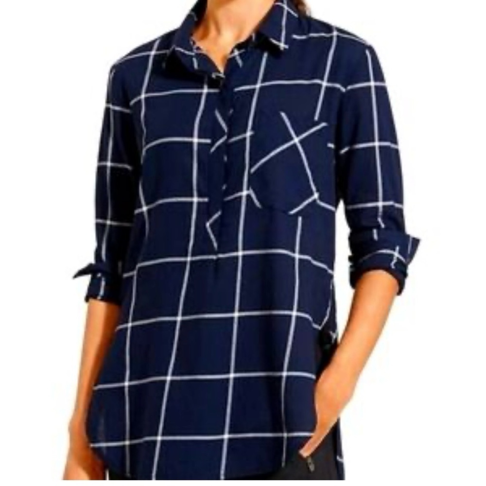 Athleta Shirt Womens Extra Small Plaid Button Down Long Sleeve Casual Top